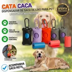 Porta Saquinho Higienico Cata Caca Coco Pet Cachorro Com Saco Refil Coletor de Lixo
