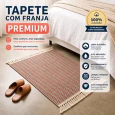 Kits Tapetes Premium em Tear de Algodão com Franja 40x60 para Sala Cozinha Banheiro