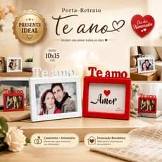 Porta Retrato TE AMO 10x15 cm Vermelho para Presente de Dia dos Namorados Casamento Esposa Mãe