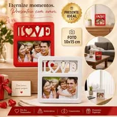 Porta Retrato LOVE Personalizado Love Moldura Elegante Decoração Presente Romântico Namorados