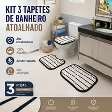 Tapete Para Banheiro Jogo Com 3 Peças Tapetes Luxo Tecido Premium Peludo Com Franja Macio Seca Rápido