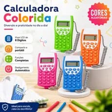 Calculadora Colorida Portátil 8 Dígitos com Cordão Mini Calculadora Escolar De Bolso Leve Prática Com Bateria