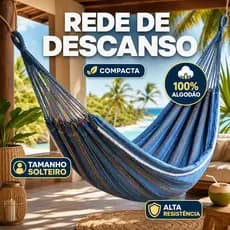 Rede De Domir e Descanso Compacta Solteiro Algodão Listrada Colorida 3,10 Metros