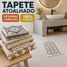 Kit Tapetes Atoalhado Banheiro Cozinha Sala 100% Algodão Premium 45x65cm Listrado Luxo Absorção Máxima Conforto Absoluto