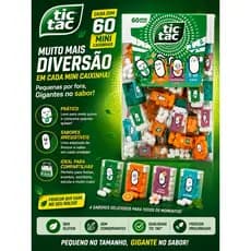 Tic Tac  travels caixa gigante com 60 mini  caixinhas 228g