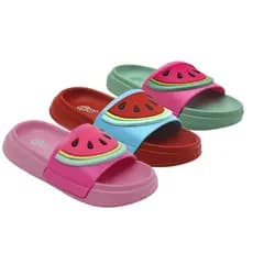 Chinelo Slide Plugt Floquinho Menina Melancia Colorido Macio Confortável Divertido