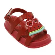 Sandália Infantil Plugt Menina Mini Bizz Melancia Vermelho Macia Leve Confortável Respirável