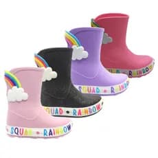 Bota Galocha Plugt Menina Rainbow ArcoÍris Colorido Macia Leve Impermeável Antiderrapante Confotável
