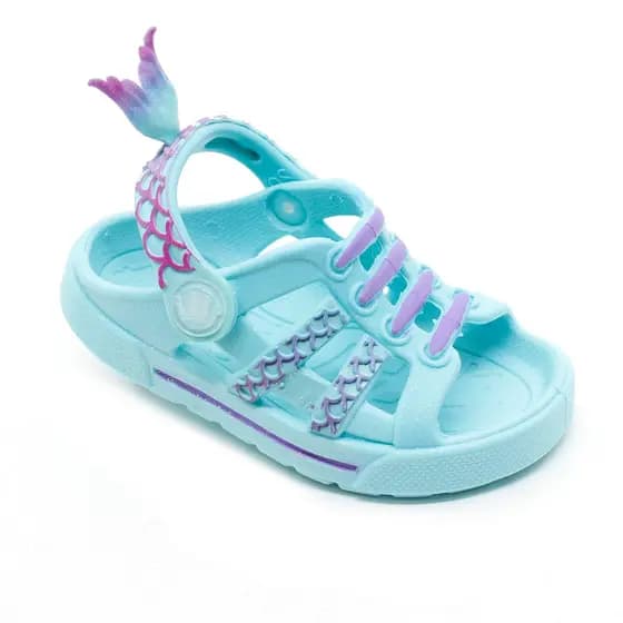 Babuche Infantil Feminino Plugt Dude Sereia Gliter Azul