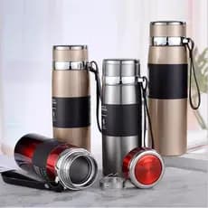 Garrafa Térmica 800ml Inox Academia Trilha Vedação Azul 26cm