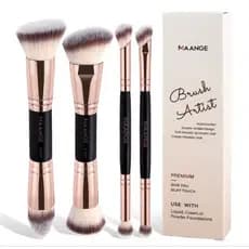 Kit 04 Pincéis Maange Premium 2 em 1 Dupla Face Maquiagem Profissional Base Pó Sombra