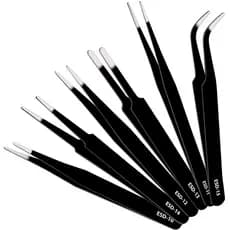 Kit Conjunto Pinças Antiestáticas Eletro Eletronica Artesanato Joalheria Kit 6 Pinças