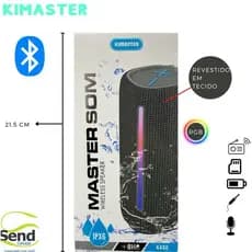 Caixa De Som 16W Com Led IPX6 Resistente Água 8 Horas Bateria Kimaster K480 Novo