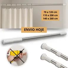 Varão Tubo Bastão Ajustável Barra Cortina Roupas Box Banheiro Extensível Divisória Lavanderia