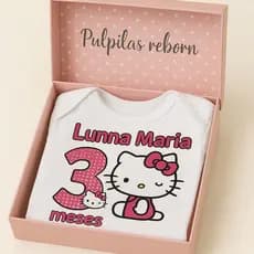 Body Bebê Mesversário Hello Kitty Personalizado com Nome Bebê