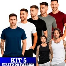 Kit 5 Camisetas Regata Poliéster Dry Fit Masculina Lisa Academia Esporte