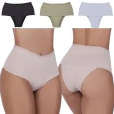 Kit de Calcinha Lucy Modeladora Gestante Pos parto cintura alta de Microfibra 3 peças