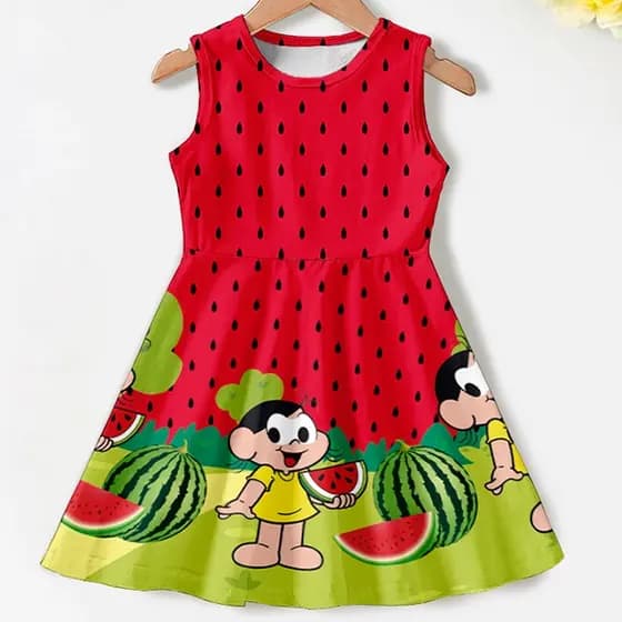 Vestido Infantil Temático Vermelho Melancia