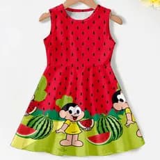Vestido Infantil Temático Vermelho Melancia