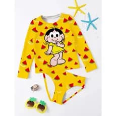 Kit Uv Feminino Infantil (camisa De Proteção + Biquíni) Personagem Menina melancia