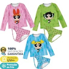 Kit Uv Infantil Menina - Biquíni Camisa Com Proteção Solar menina podereosas