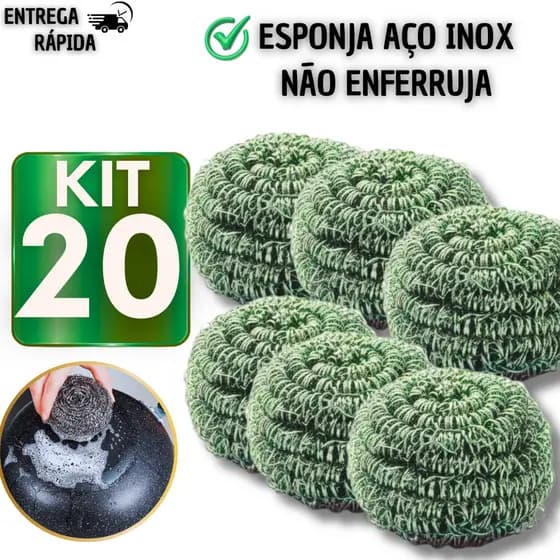 Jogo Esponjas De Aço Inox Lava Louça Não Enferruja Limpeza Pesada Bucha Palha Aço Panela Cozinha