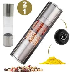 Moedor de Pimenta E Sal Grosso Triturador Manual Duplo 2 em 1 Gourmet Aço Inox Tempero Pequeno