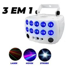 Globo Led Rgbw Moving Strobo Laser Dmx 3 Efeito - Multi Efeito