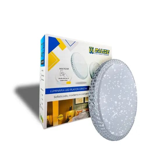Lustre Plafon Cristal Led Sobrepor Multicor Luminaria de Teto 24w Palide