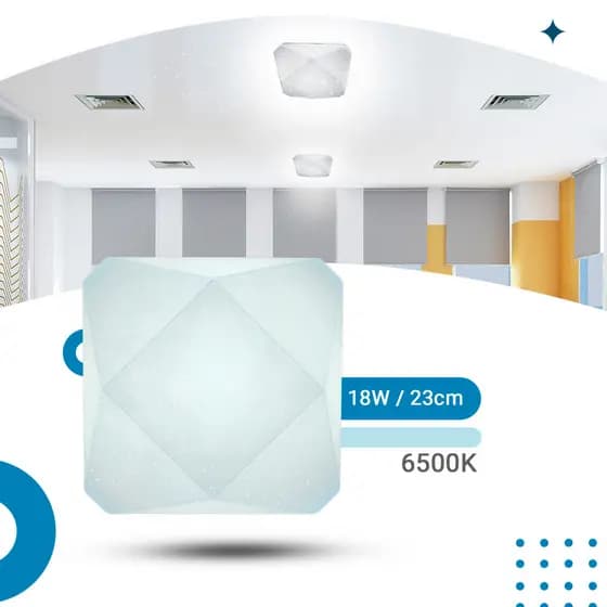 Luminaria Plafon Led Sobrepor Borda Infinita Quadrado Efeito Estrelado