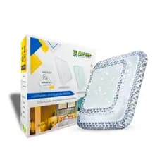 Plafon Cristal Led Quadrado Multicor Sobrepor Borda Infinita 24W Palide Original