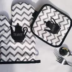 Kit Luva Termica Forno Fogão Cozinha Quente + Descanso De Panela