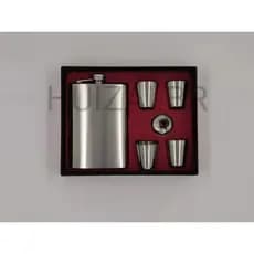 Kit Cantil Porta Bebida Bolso Inox C/4 Copos 1 Funil