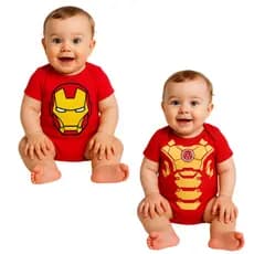 Body Bebe Homem de Ferro Macacao Tematico Infantil Personagens Fantasia Mesversario Princesas Bori