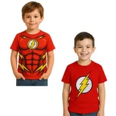 Camisa Camiseta Infantil Flash Fantasia  Personagens Meninos Naruto Hulk Homem Aranha Super Herois