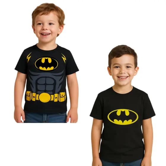 Camisa Camiseta Infantil Batman Fantasia Personagens Meninos Naruto Hulk Homem Aranha Super Herois