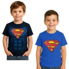 Camisa Camiseta Infantil Superman Super Homem Fantasia Personagens Meninos Homem Aranha Marvel