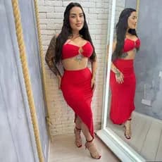 Conjunto Feminino Mídi com Fenda Tiras Reguláveis com Bojo