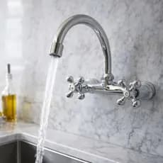 Torneira Misturador De Parede Para Cozinha em Latão Cromado + Adaptadores 1/2 - 3/4