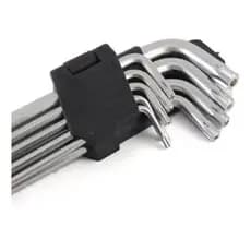 Jogo Chave Torx Tipo L Longa 9 Peças T10 A T50 Com Furo Guia