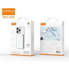 Carregador Power Bank 10000mah Magnético Indução Sem fio 7.5w Para iPhone 11 12 13 14 15 16 A'GOLD BTE-07B