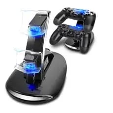 Suporte de Carregamento do Controlador PS4, Estação de Carregador Duplo USB com Indicador LED para Playstation 4 / PS4 Slim Pro e Controlador PSVR, Preto.