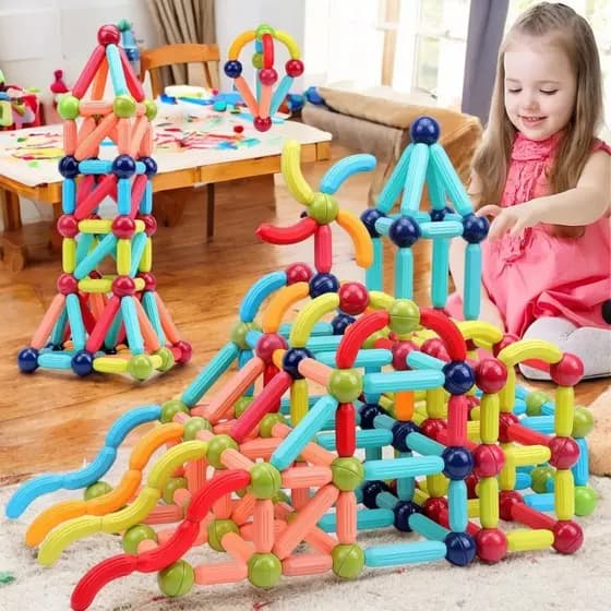 Blocos Magnéticos De Montar Brinquedo Educativo 3 Anos Menina Menino Presente - Blocos 72 peças (imã)