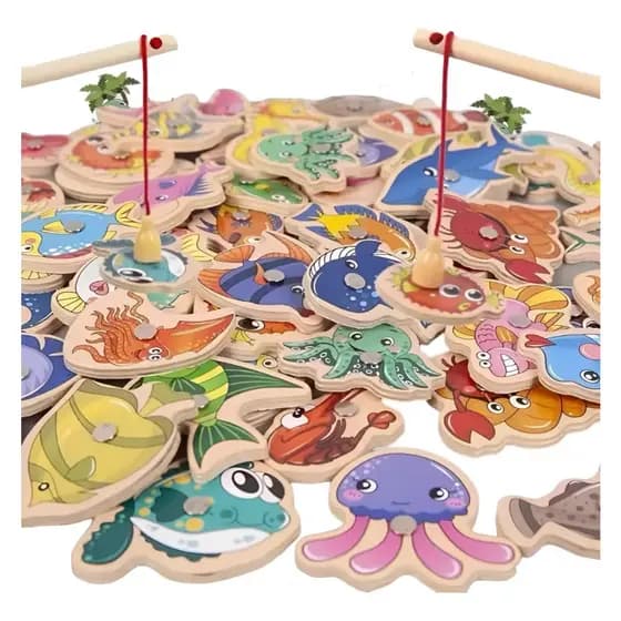 Brinquedo Educativo Pega Peixe Infantil Com Imã Peixinho Pescaria Magnético Infantil 30/15  Peixes