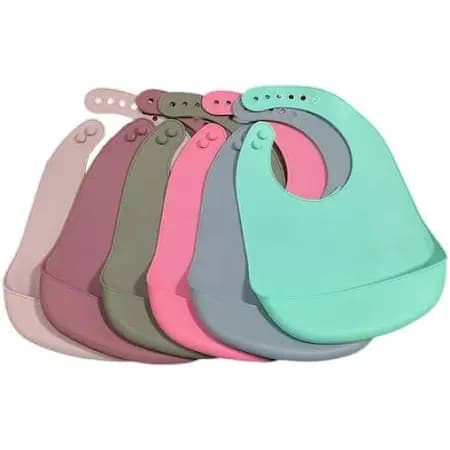 Babador De Silicone Infantil  Com Bolso Western Azul / Rosa Menino Menina Confortável
