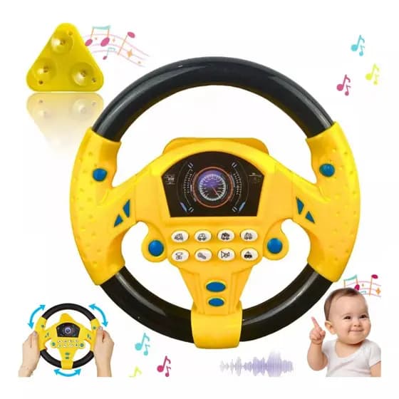 Volante Infantil Interativo Didático Com Sons De Carro Com Ventosa Menino Menina Presente