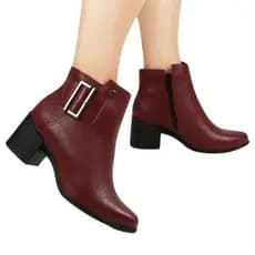 Bota Bottero Vinho Feminina Cano Curto Bordo com Fivela Prata
