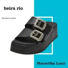 Tamanco Confort Preta Premium Com Fivelas Dourada Tamanco Preto Beira Rio