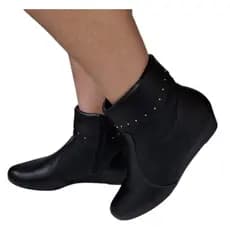 Bota Preta Modare Anabela Cano Curto Feminina Bota anabela bota preta salto baixo
