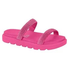 Rasteira Birken Papete Feminina Pink Vizzano Tiras Strass Brilho